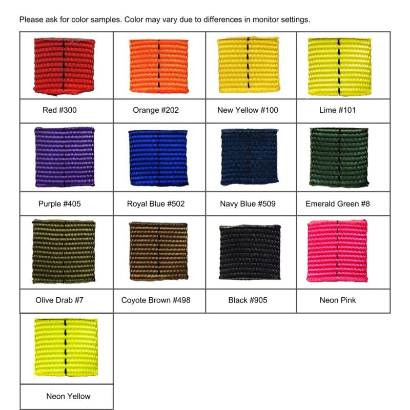 31472 Tubular Webbing Color Chart